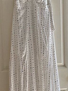 Lost + Wander White Dress with Black Polka Dots Backless Maxi